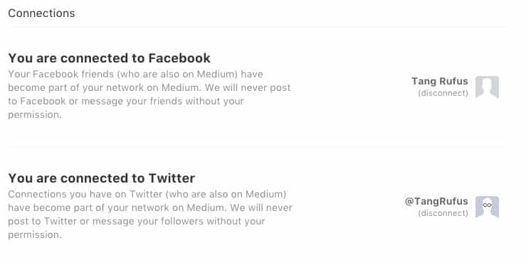Connect Medium with Facebook and Twitter