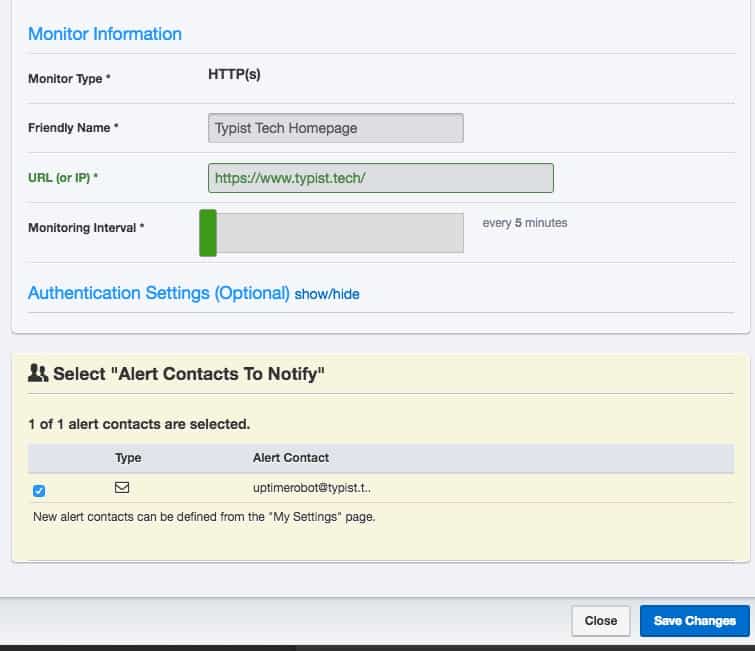 Uptime Robot HTTP Monitor