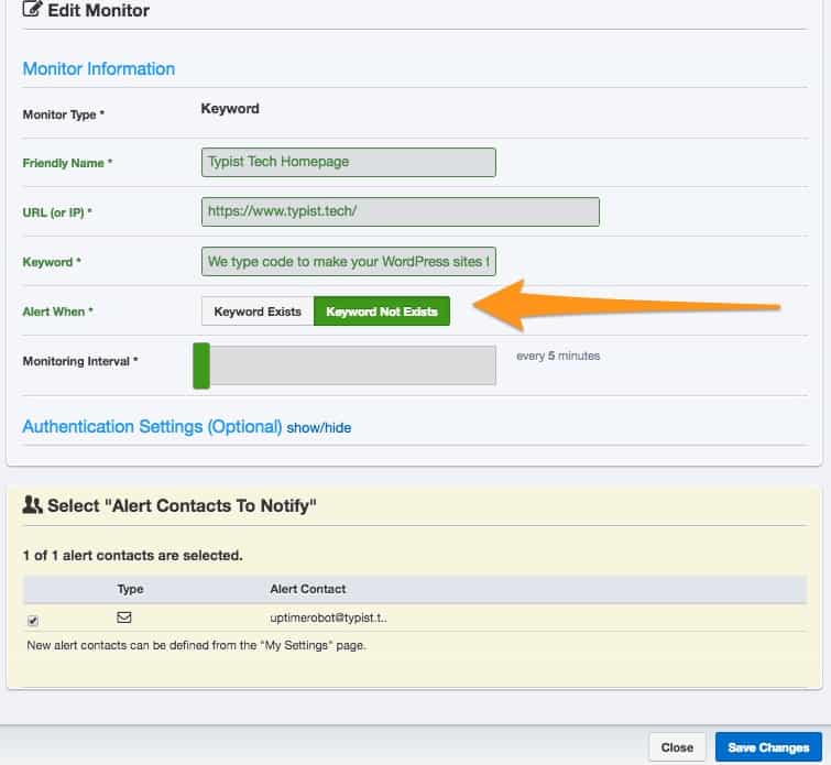 Uptime Robot Keyword Monitor